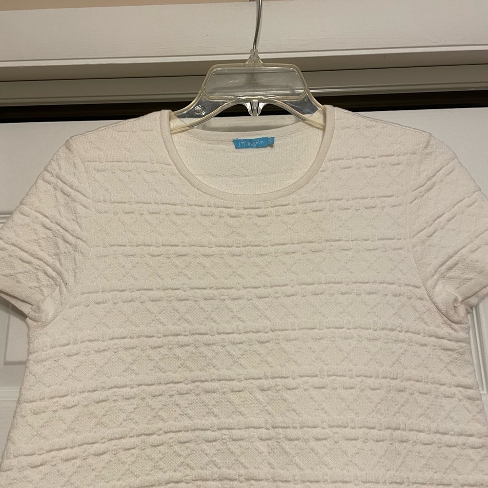 *J. McLaughlin White Textured Shift Dress - Size Small - Picture 2 of 7